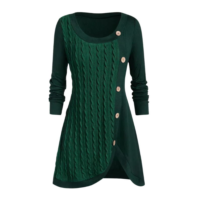 Women's Elegant Cable-Knit Buttoned Dress