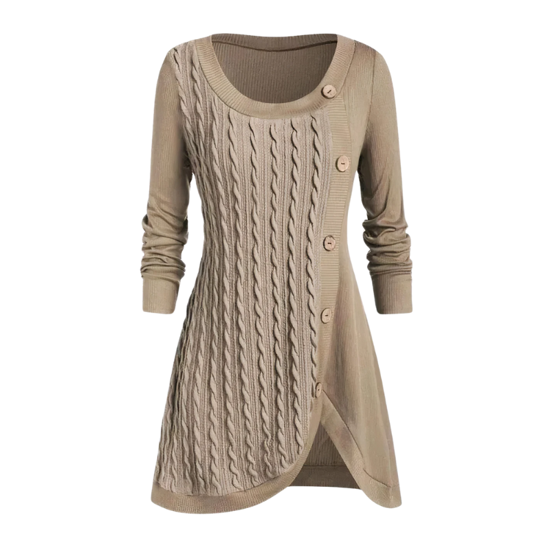 Women's Elegant Cable-Knit Buttoned Dress