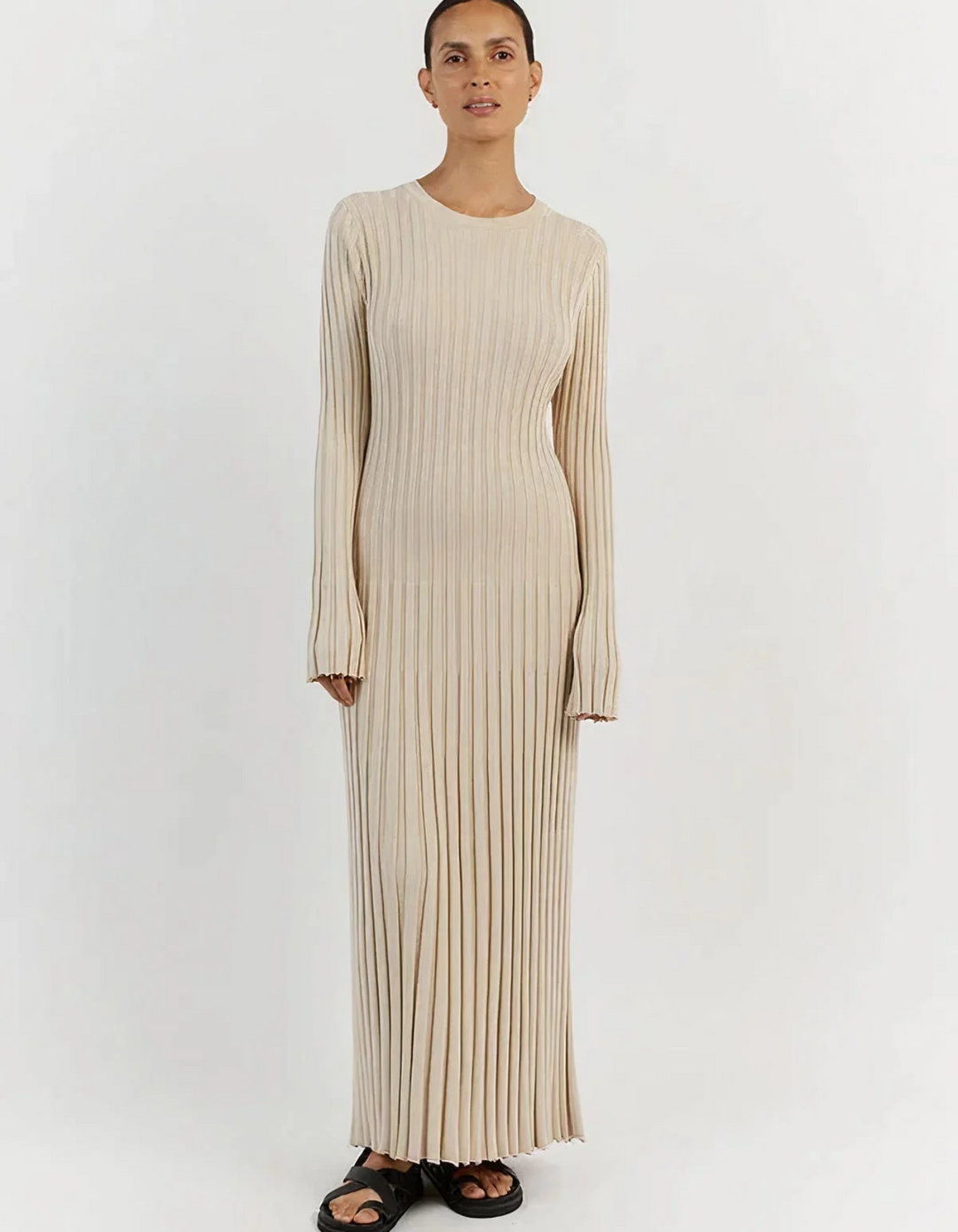 Women's Elegant Ribbed Maxi Dress