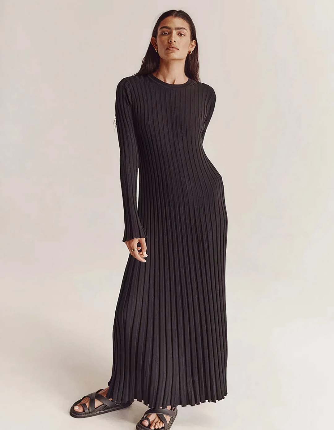 Women's Elegant Ribbed Maxi Dress