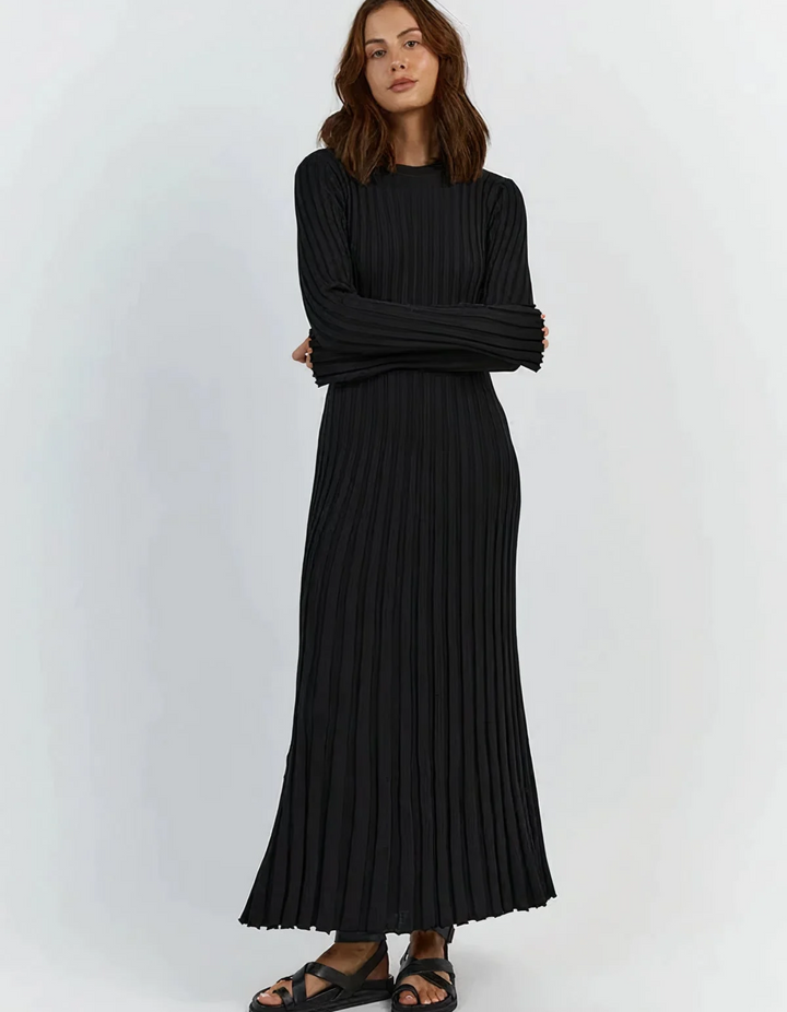 Women's Elegant Ribbed Maxi Dress