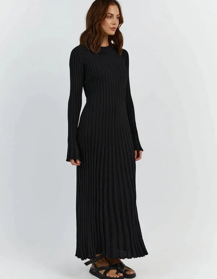 Women's Elegant Ribbed Maxi Dress