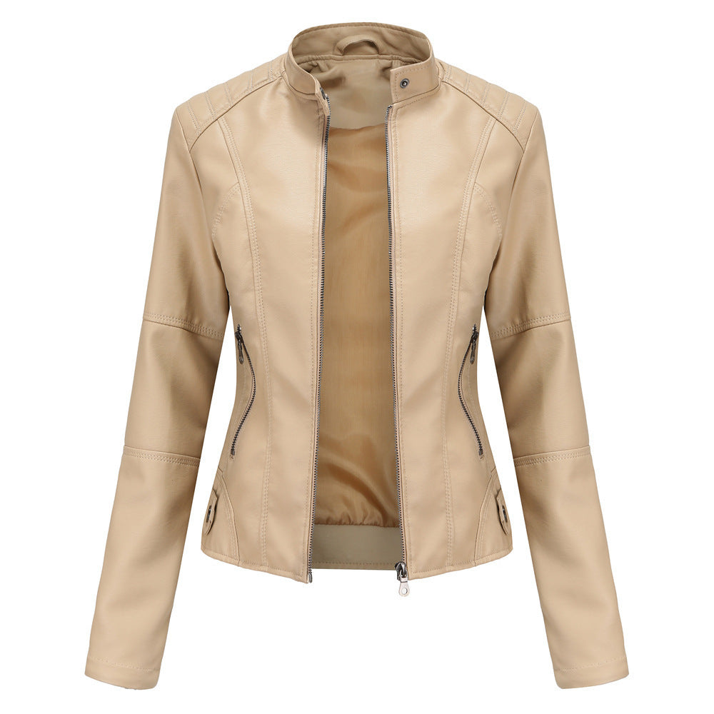 High Collar Zipper Jacket for Women