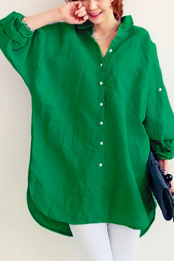 Classic Plain Blouse with Button Detail for Women