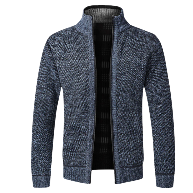 Men's High-Collar Jacket with Plaid Lining