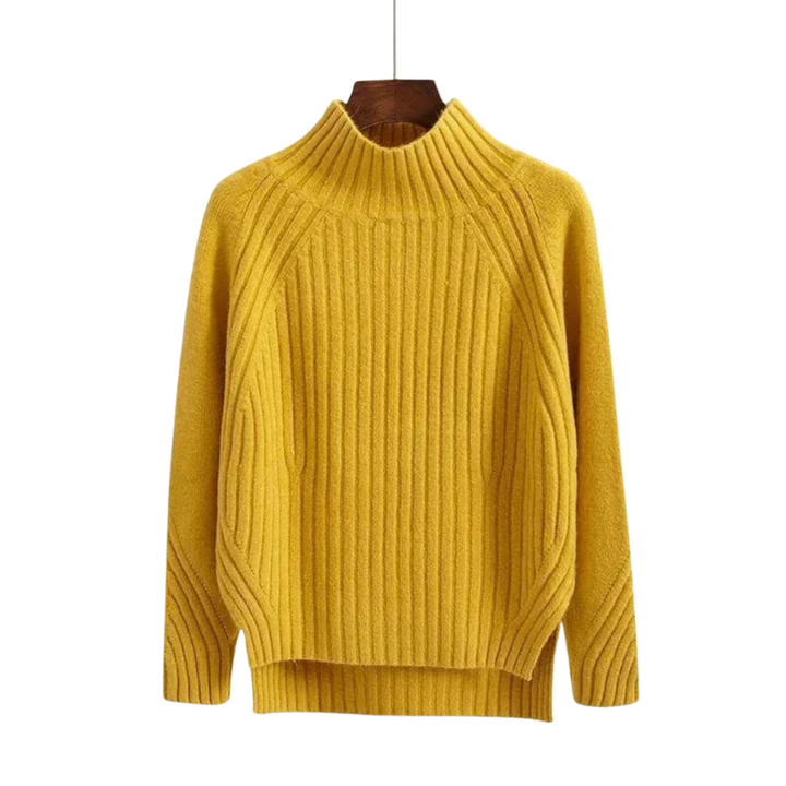 Women's High-Neck Ribbed Knit Sweater