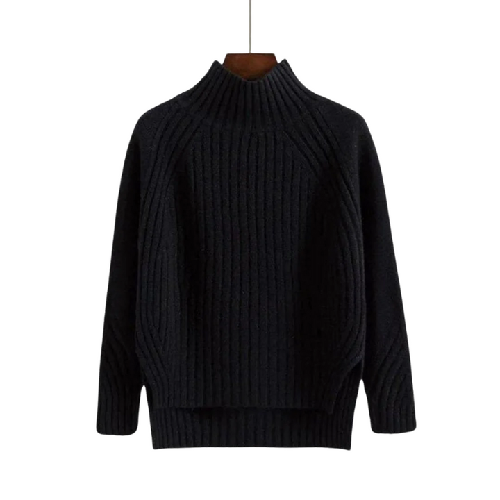 Women's High-Neck Ribbed Knit Sweater