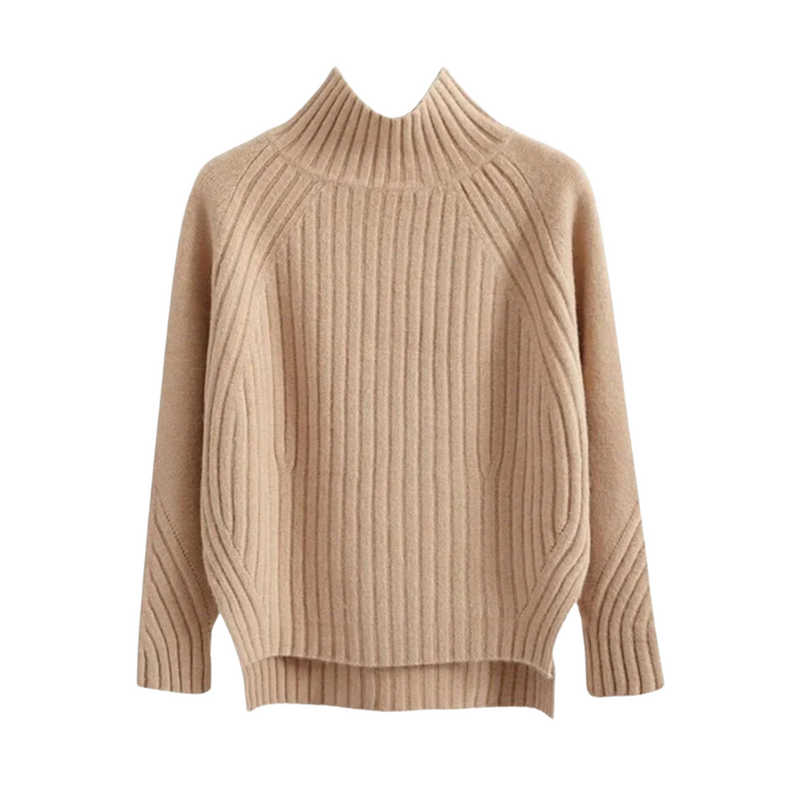 Women's High-Neck Ribbed Knit Sweater