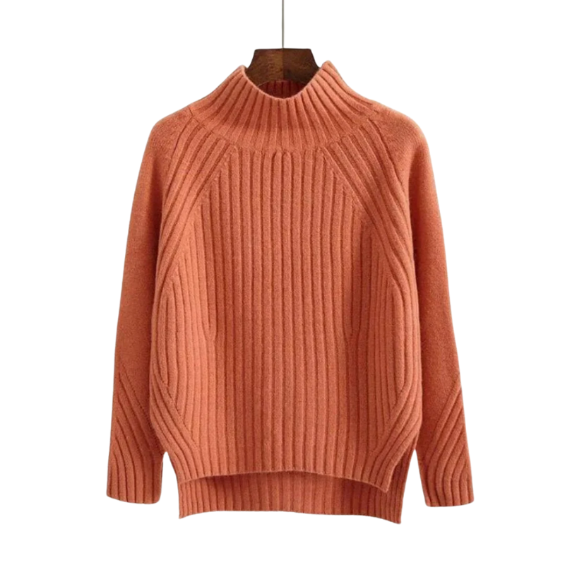 Women's High-Neck Ribbed Knit Sweater