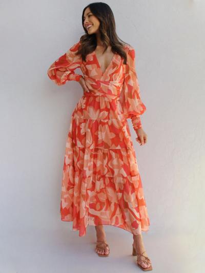 Floral Long Sleeve Maxi Dress for Women