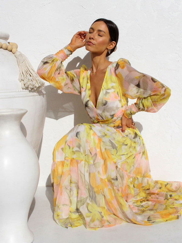 Floral Long Sleeve Maxi Dress for Women