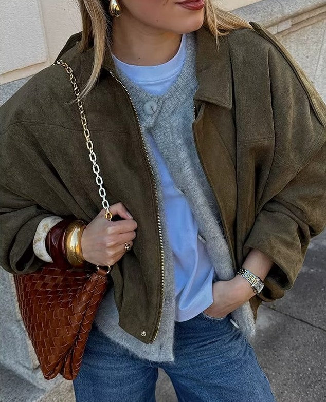 Malin | Women’s Suede-Effect Bomber Jacket