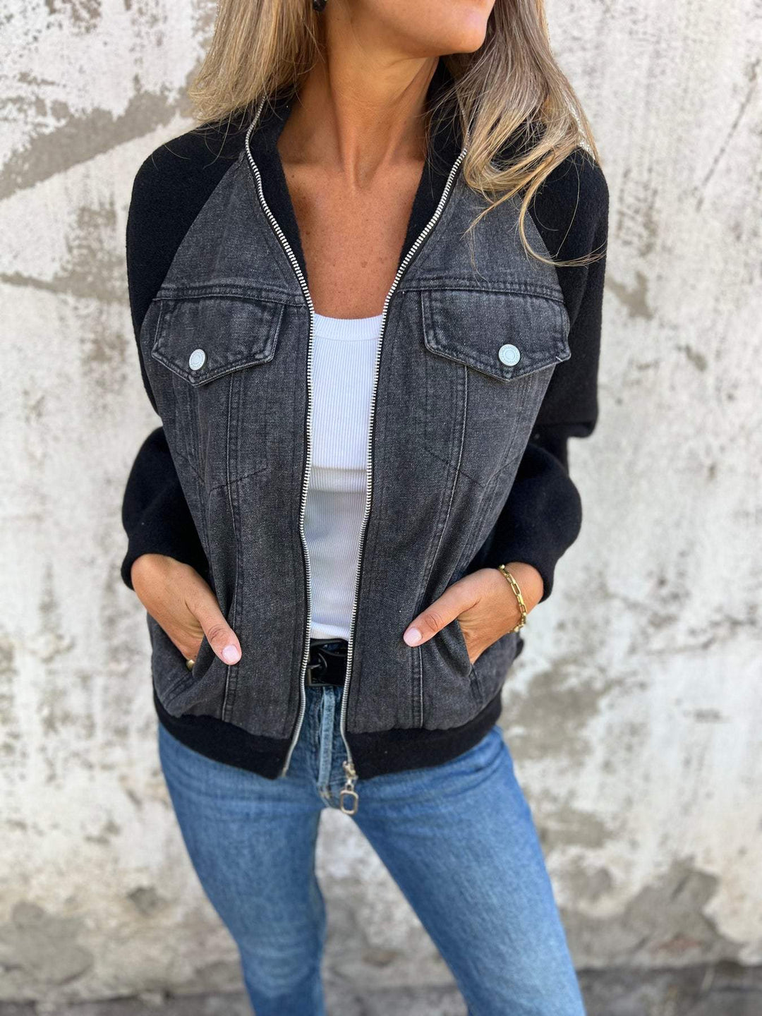 Ellen  | Casual V-neck Zipper Jacket