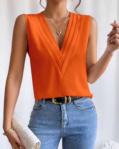 Sleeveless V-Neck Blouse for Women