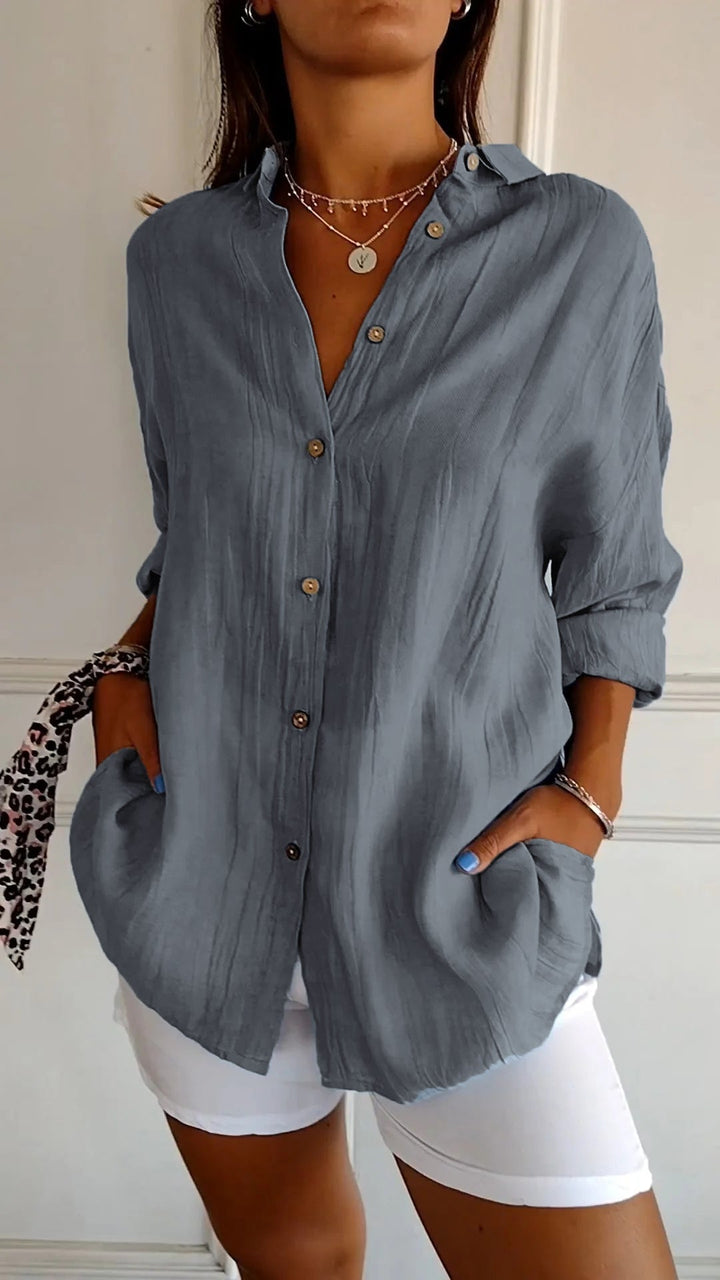 Classic Pleated Half Sleeves Shirt for Women