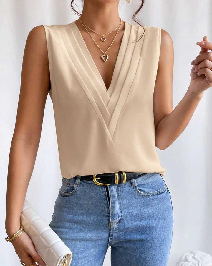 Sleeveless V-Neck Blouse for Women