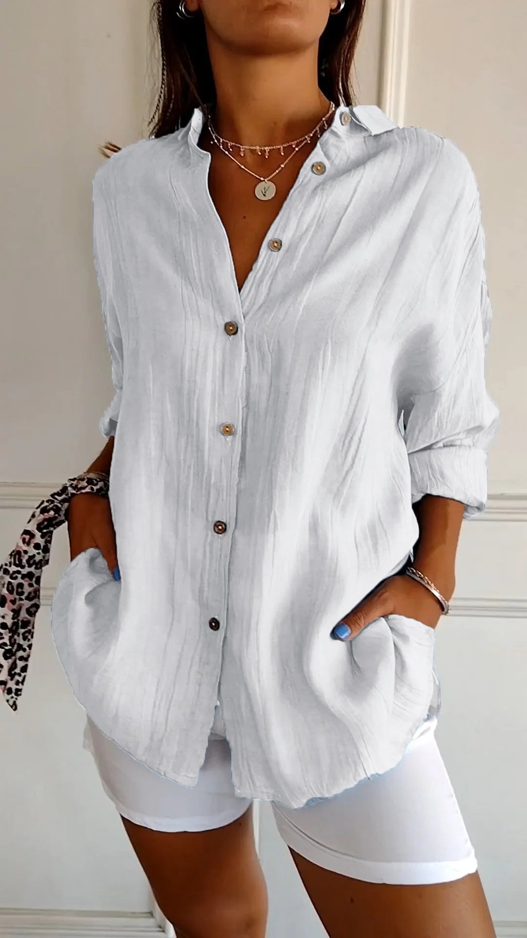 Classic Pleated Half Sleeves Shirt for Women