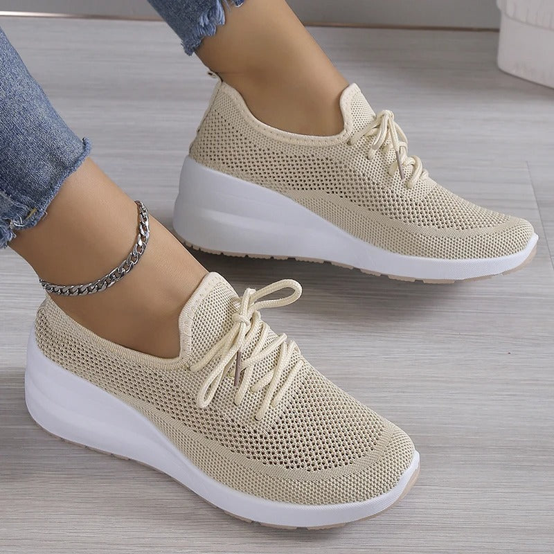 Breathable Platform Wedge Sneakers for Women