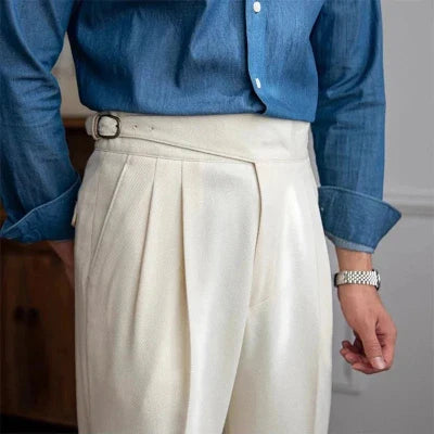 Men's High Waist British Style Trousers