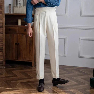 Men's High Waist British Style Trousers