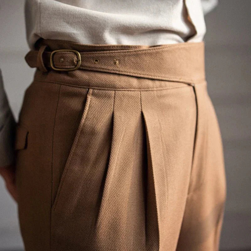 Men's High Waist British Style Trousers