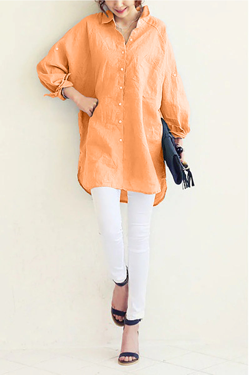 Classic Plain Blouse with Button Detail for Women