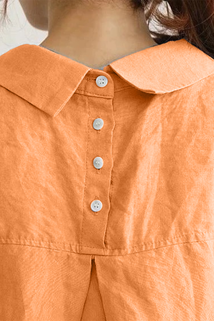 Classic Plain Blouse with Button Detail for Women