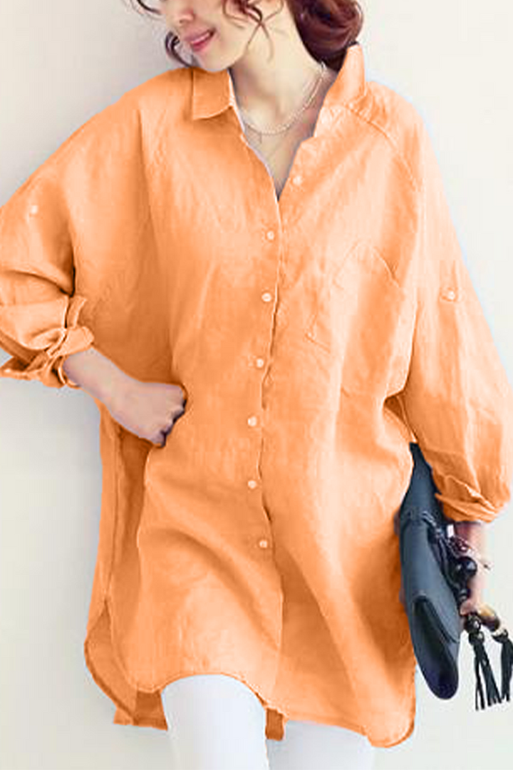 Classic Plain Blouse with Button Detail for Women