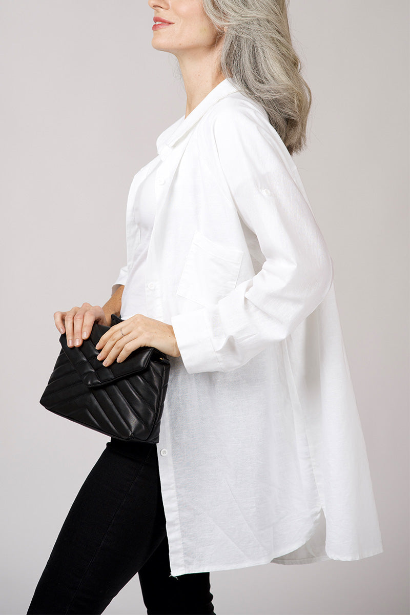 Classic Plain Blouse with Button Detail for Women