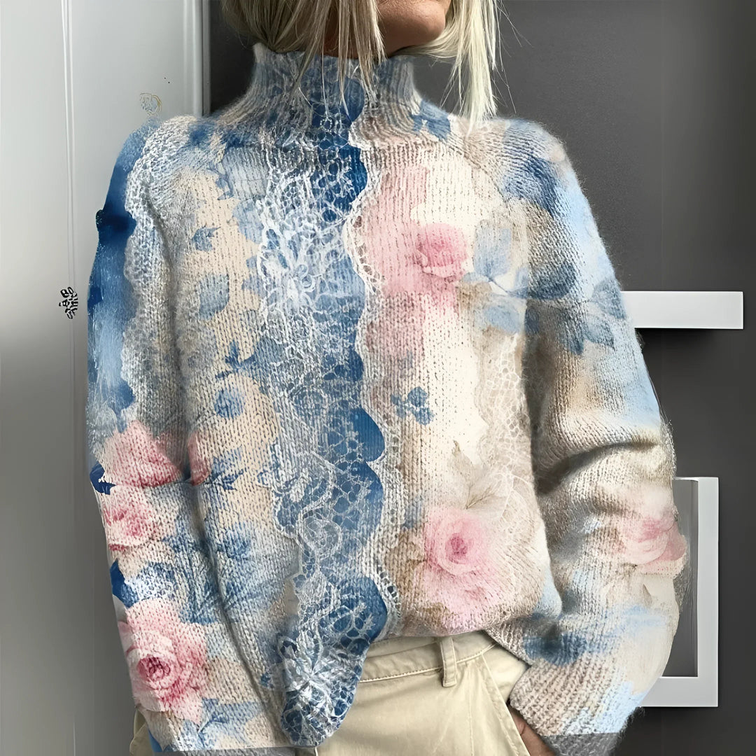 Nami | Elegant Turtleneck Lace Design Sweater