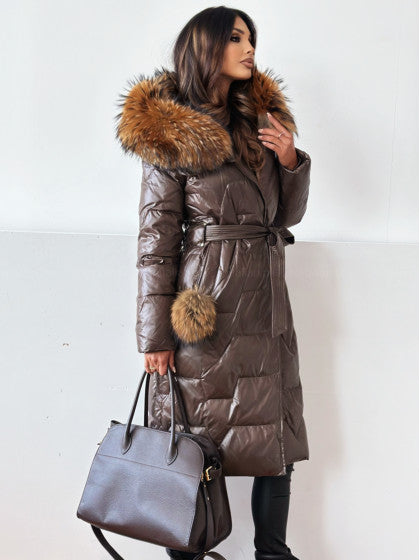 Demetria | Sophisticated Fur Hood Quilted Jacket