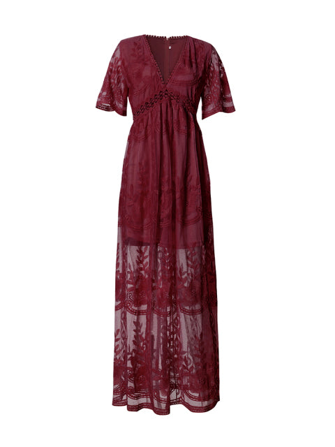 Boho Embroidered Maxi Dress for Women