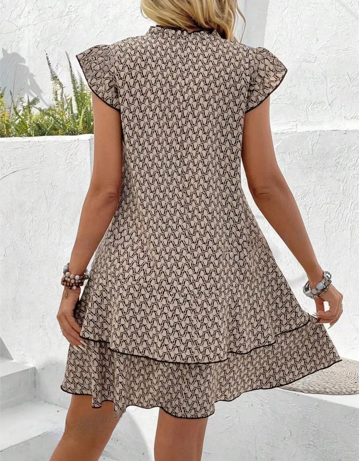 Women's Sleeveless Patterned Layered Dress