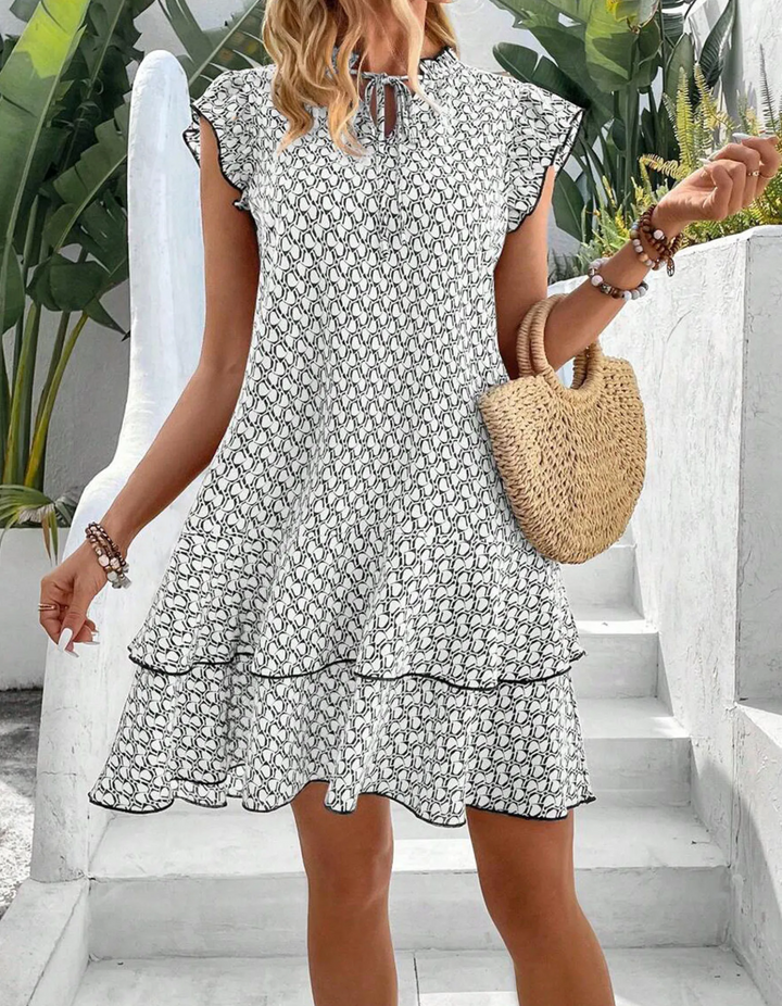 Women's Sleeveless Patterned Layered Dress