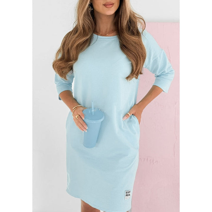 Lyca | 3/4 Sleeve Round Neck Dress with Pockets