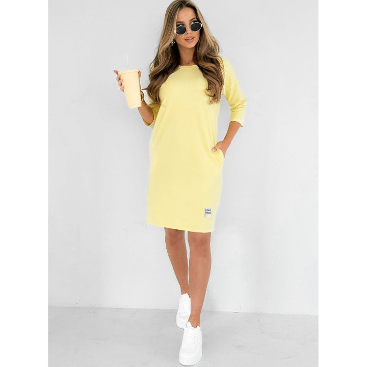 Lyca | 3/4 Sleeve Round Neck Dress with Pockets