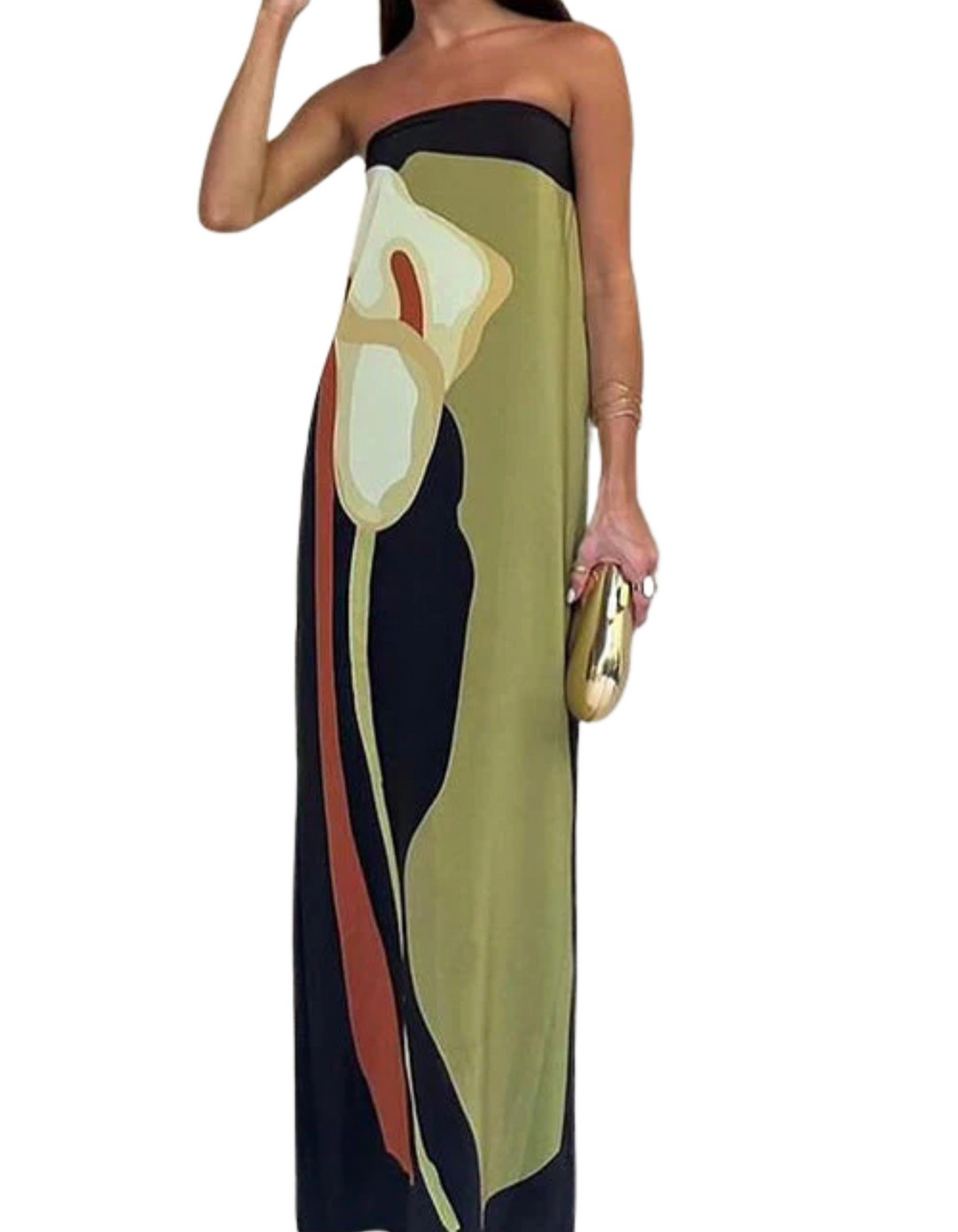 Women's Strapless Abstract Maxi Dress