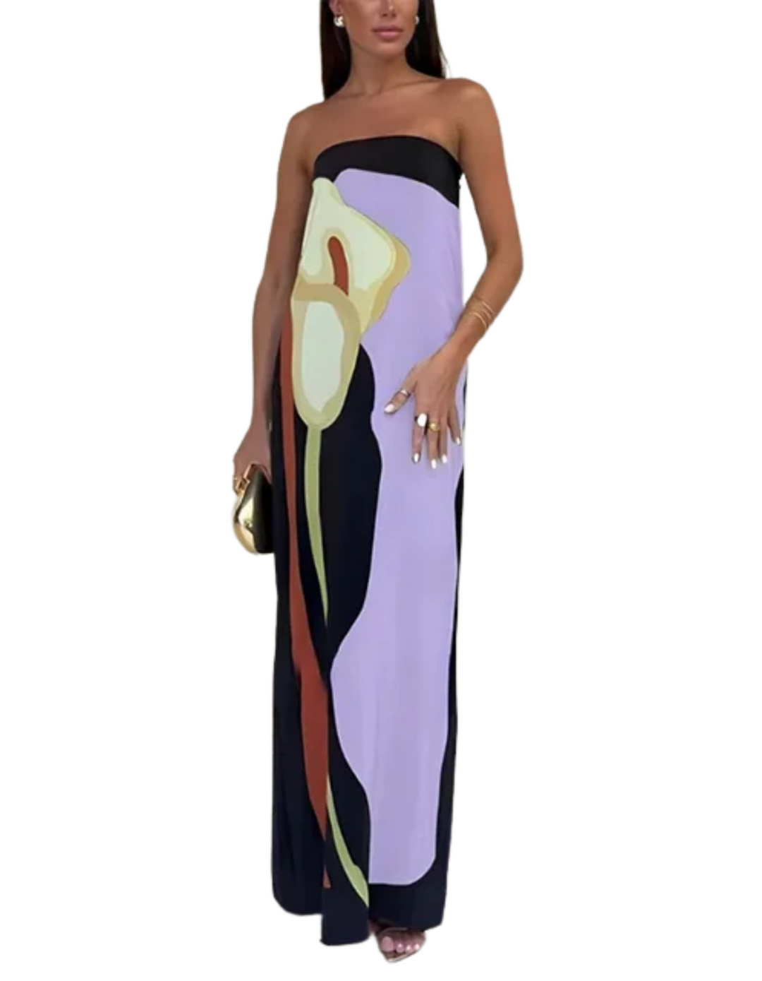 Women's Strapless Abstract Maxi Dress