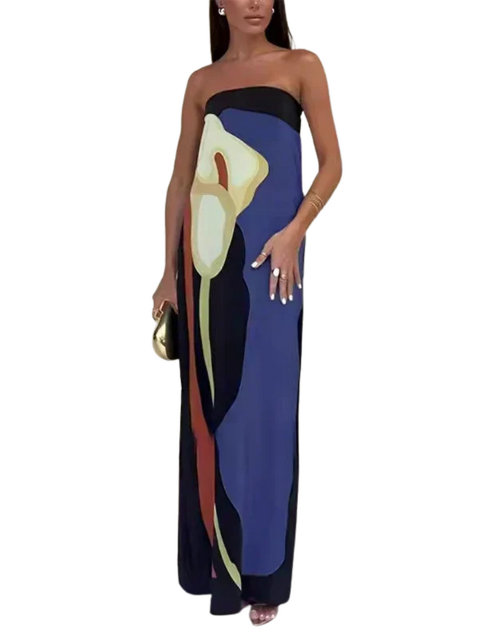 Women's Strapless Abstract Maxi Dress