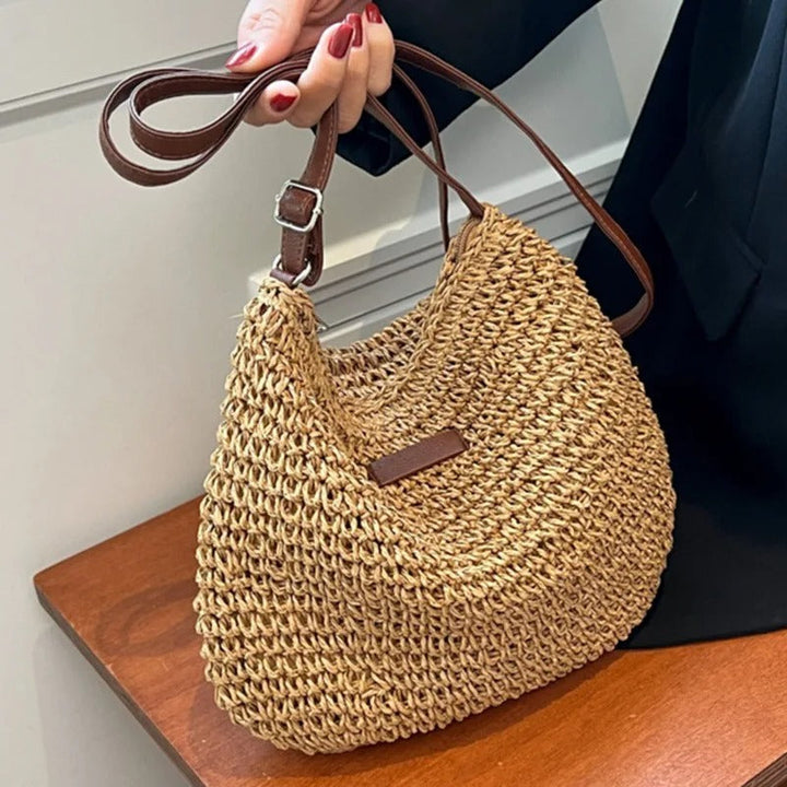 Rattan Straw Crossbody Bag for Women