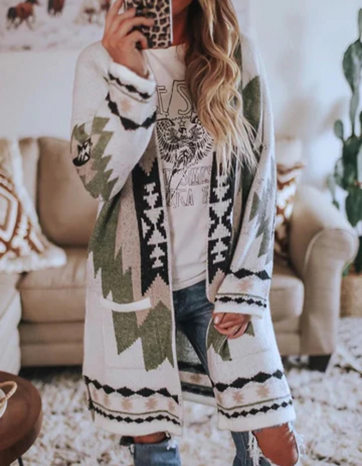 Women's Tribal-Inspired Longline Cardigan