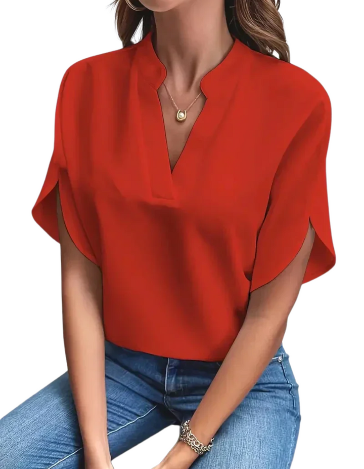 Women's V-Neck Split-Sleeve Blouse