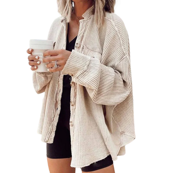 Women's Waffle Knit Button-Up Cardigan