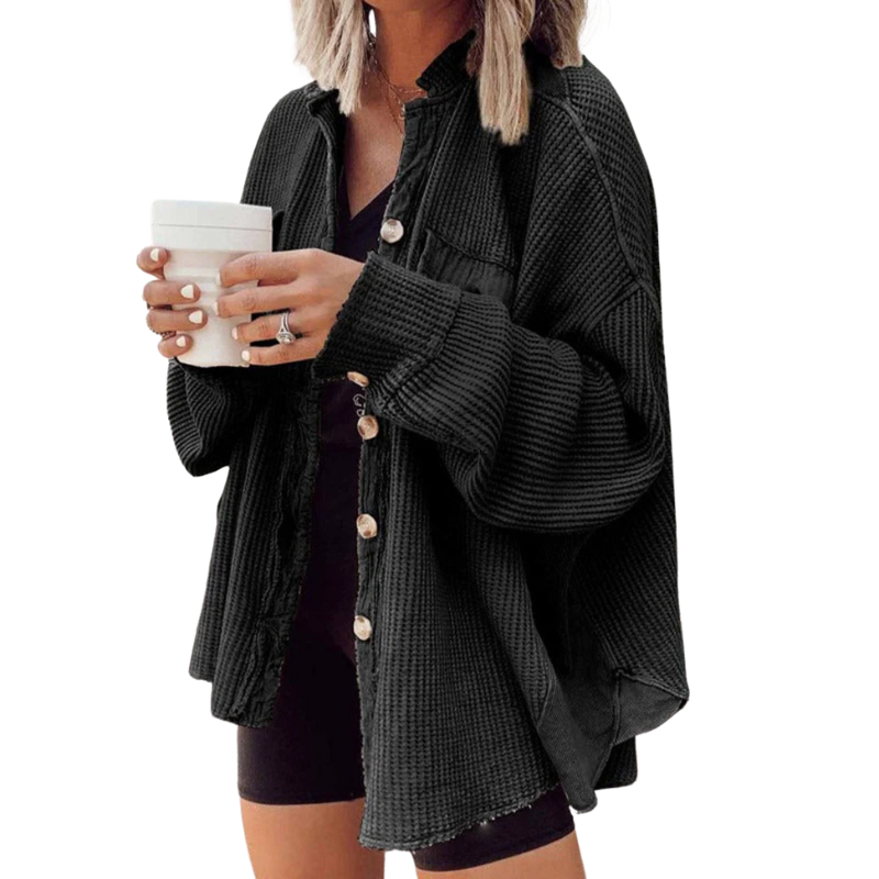 Women's Waffle Knit Button-Up Cardigan